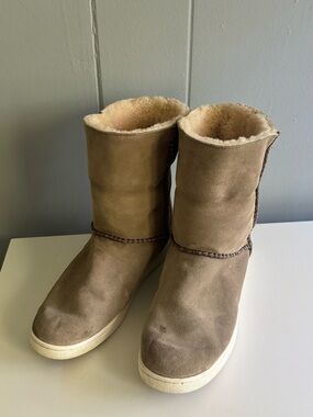 UGG Chestnut Suede Shearling Mid-Calf Boots